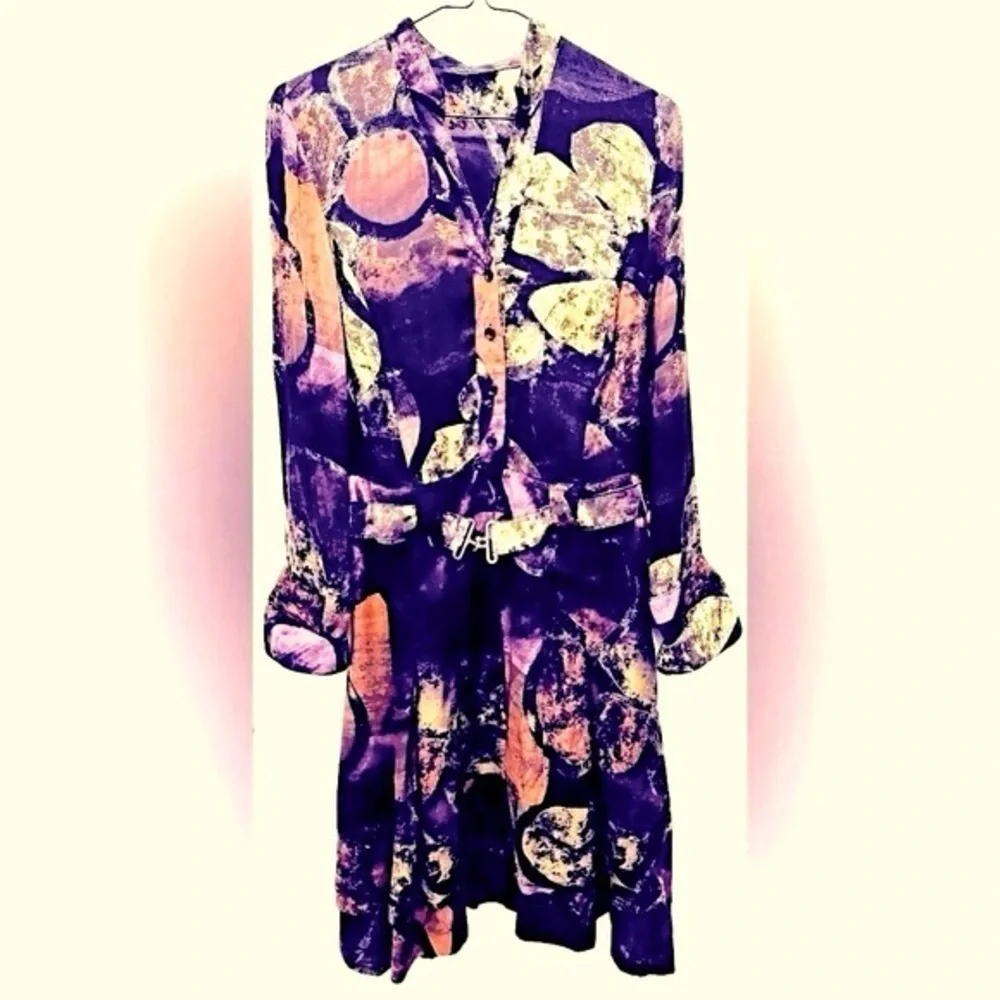 NEW Y2K Apanage collection dress midi olive 90s floral print flowy lined US8 - Picture 2 of 4